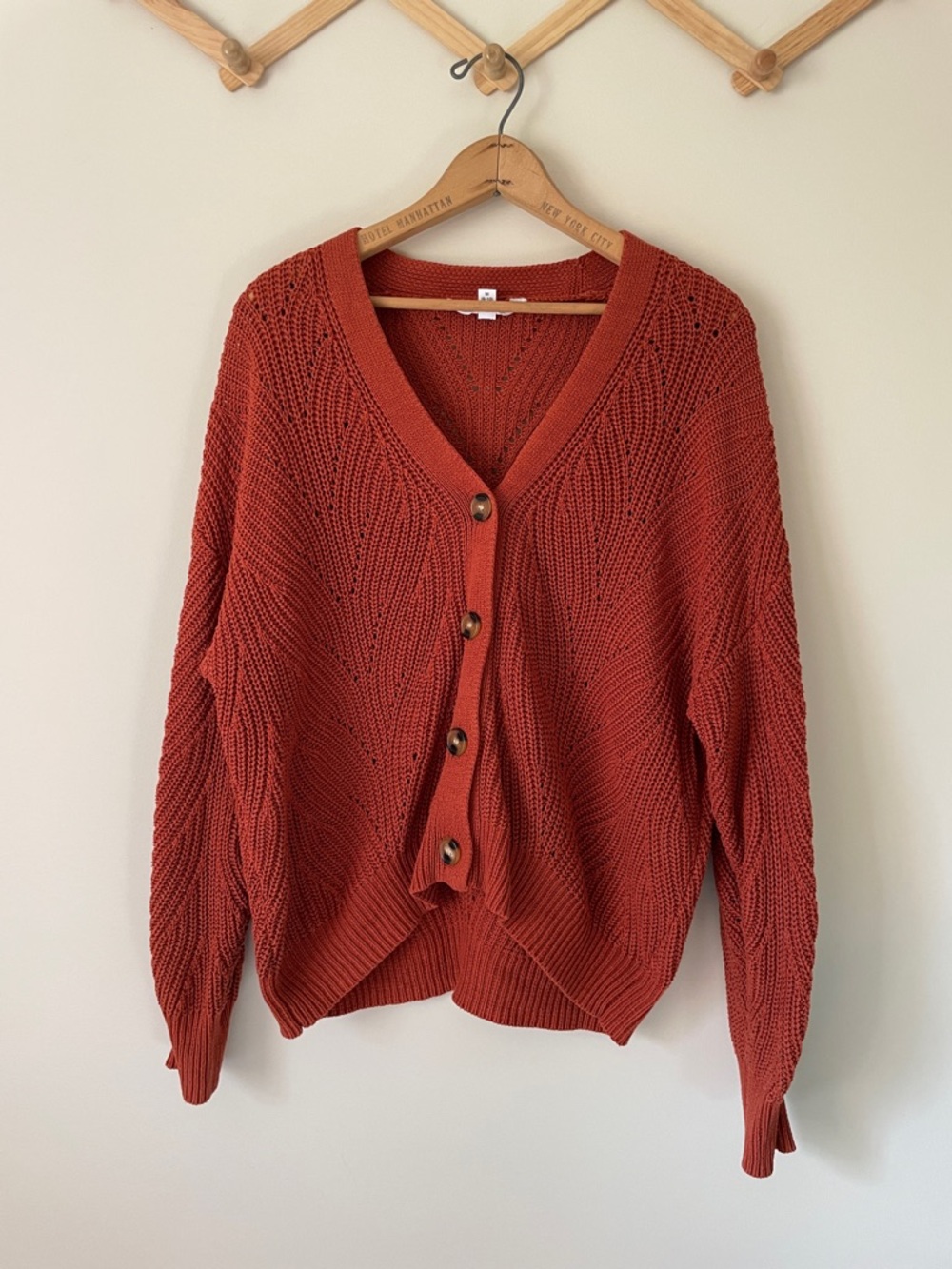 Time and Tru Rust Button-Front Knit Cardigan, size M
